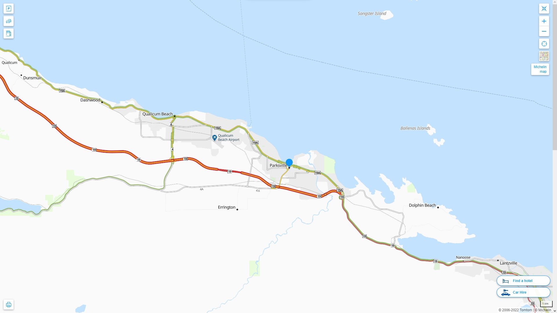 Parksville Canada Autoroute et carte routiere